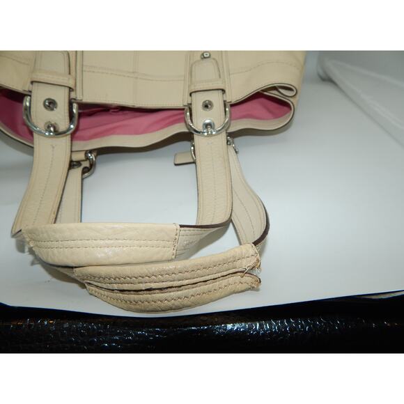 Y2K Coach F13733 Soho Leather Large Tote Shoulder Bag Purse Cream Thick Stitch - Picture 5 of 10